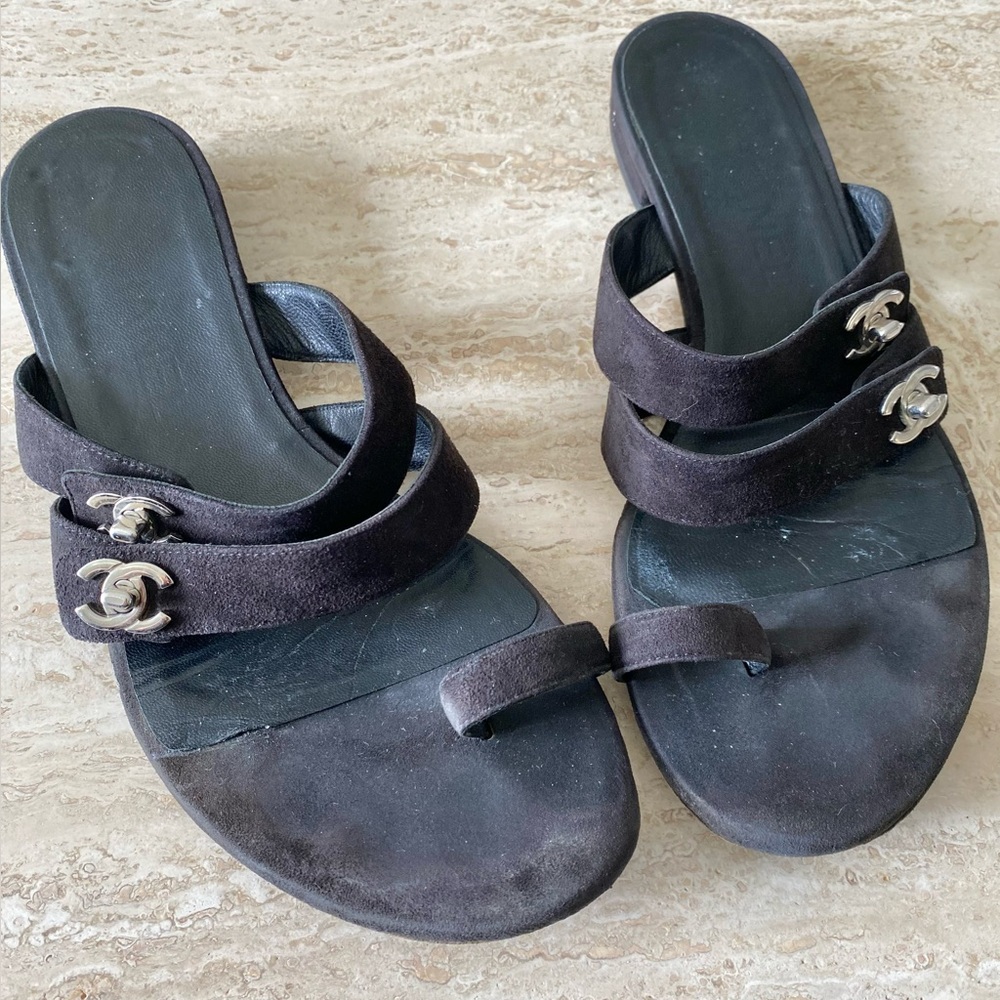 Vintage Chanel Turnlock CC Flat Sandals - Picture 6 of 9